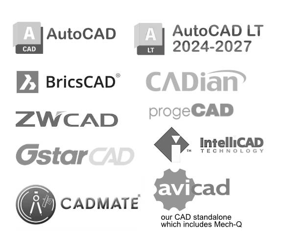 Mech-Q runs in these CAD applications